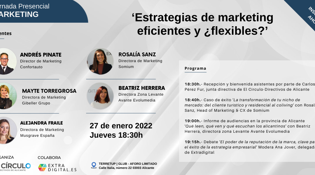 ‘Estrategias de marketing eficientes y ¿flexibles?’ con el ‘Once Ideal’ de la provincia de Alicante | Jueves, 27 de enero, a las 18:30h ¡Inscríbete!